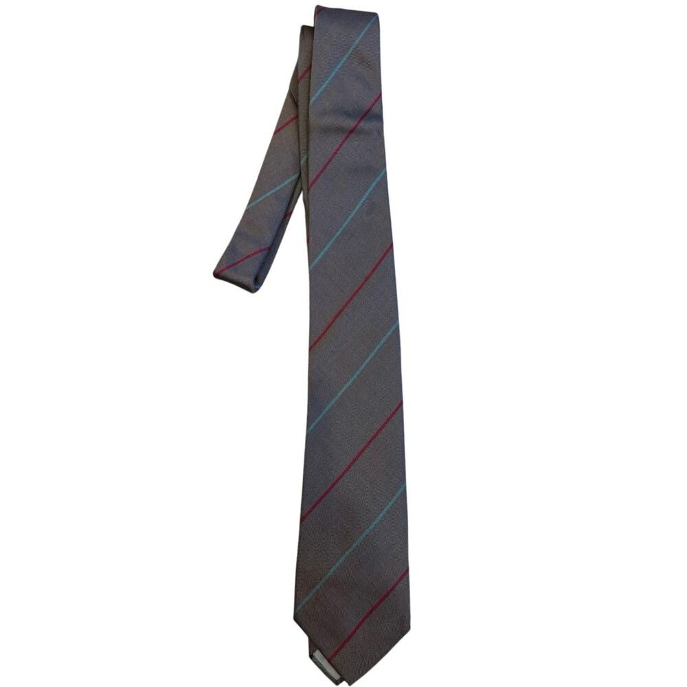 JSACO Mens Necktie Multicolor Gray Stripe Silk/Cotton Italy 56”x3”